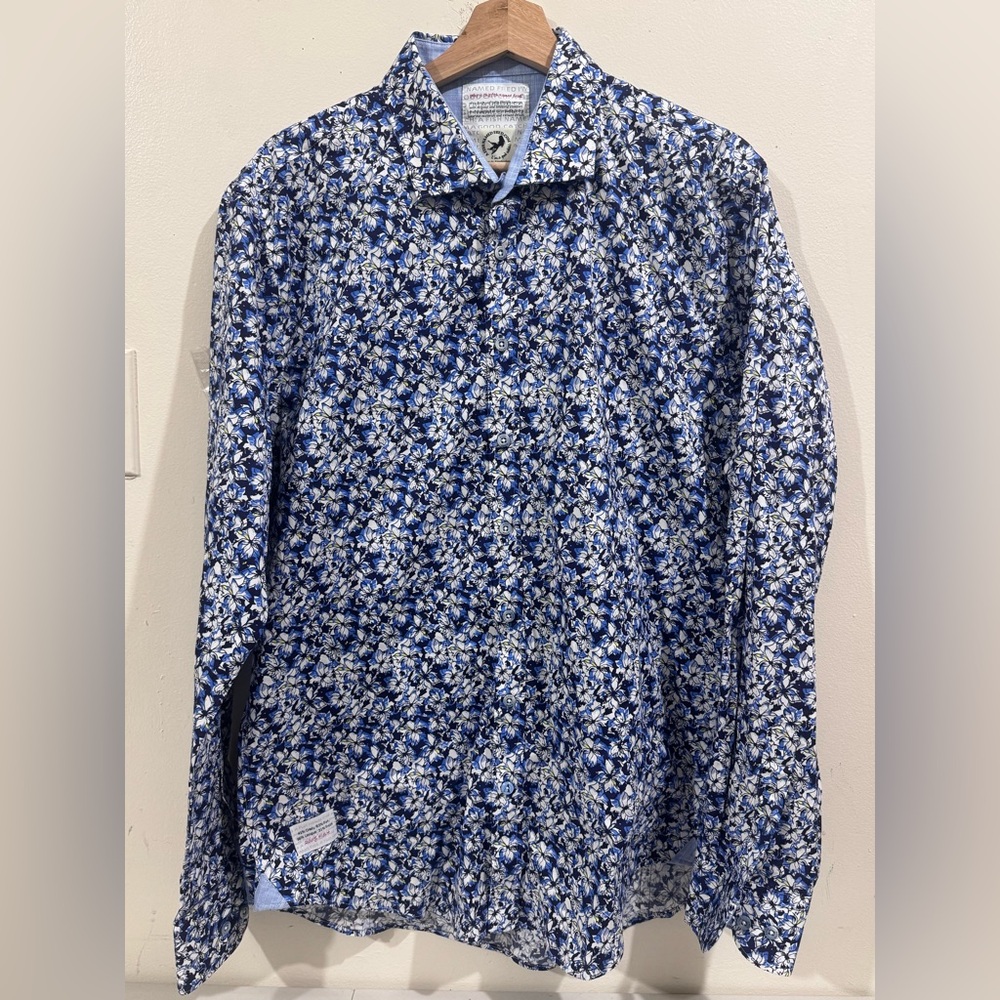 Who is this fish named Fred Men's Blue Floral Shirt Jacket